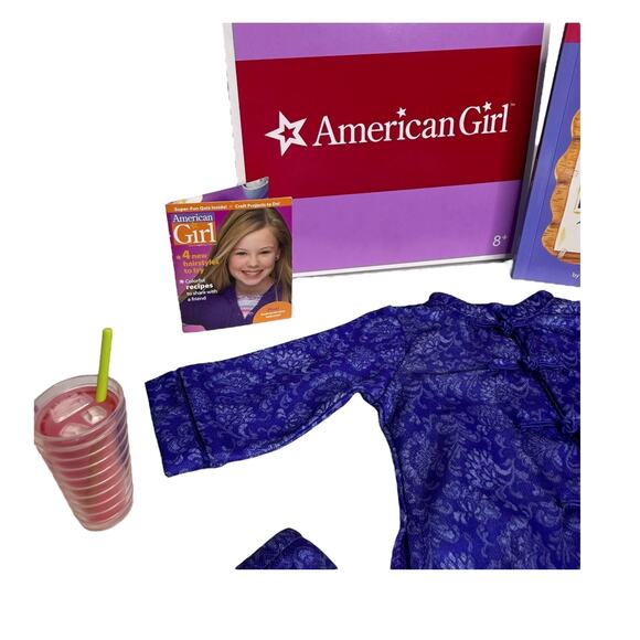 American Girl SLEEPOVER PJS & ACCESSORIES Purple Pajamas Popcorn Lemonade Books - Picture 5 of 13